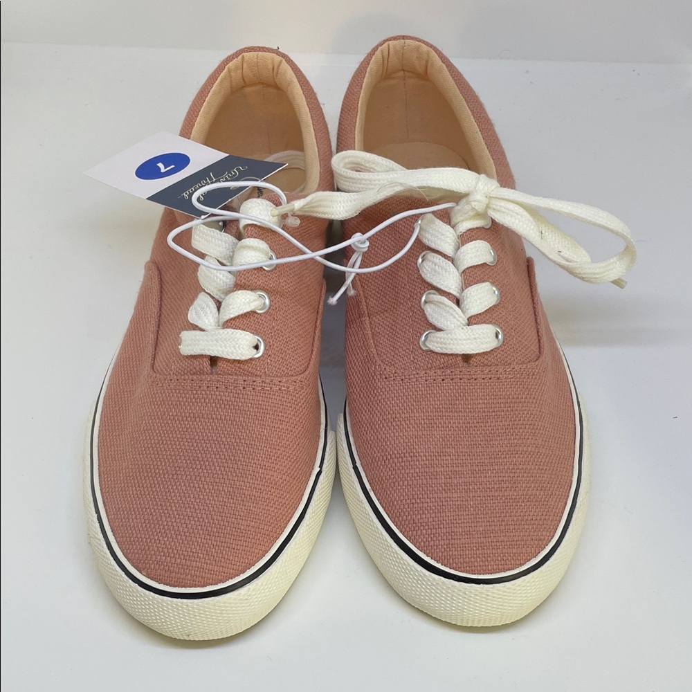 Canvas Lace-Up Sneakers in Dusty Rose - Women's Casual Shoes